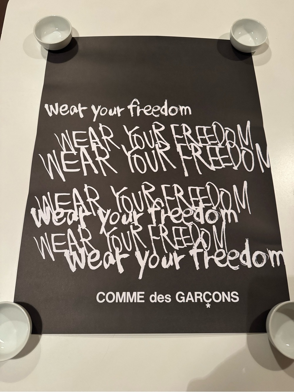 Comme des Garcons Black & White 'Wear Your Freedom' Graphic Wall Art
